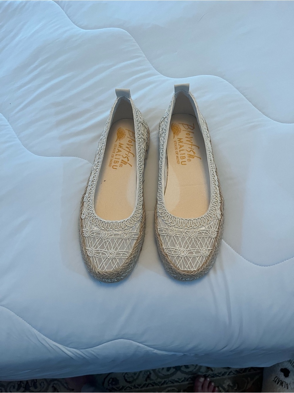 Blowfish Crochet Espadrille Flats in Cream